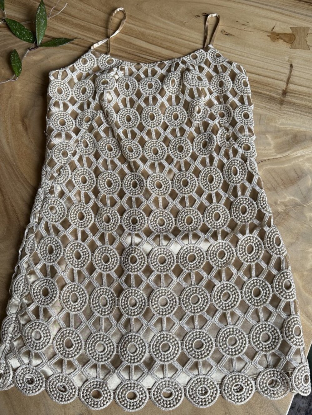 Lilly Pulitzer Gold Metallic Crochet Lace mini dress Size 2